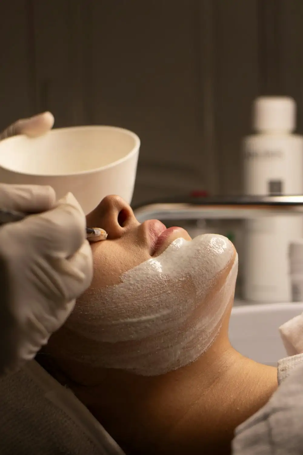 Facial treatment in progress