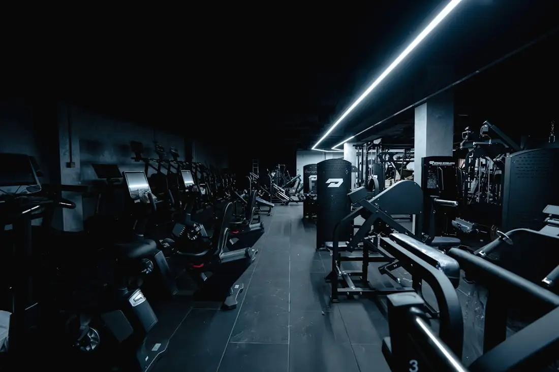 Gym floor with weight machines