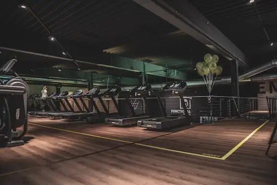 Row of treadmills