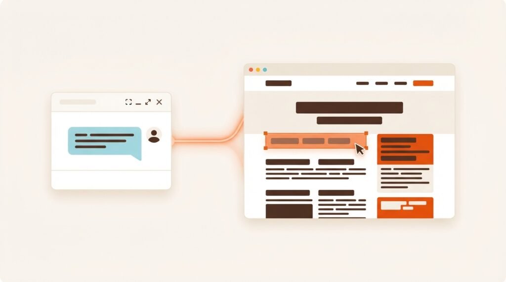 Claude AI chat connected to a WordPress editor making a content change